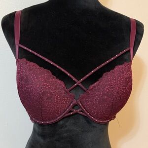 PINK Victoria's Secret Lace Bra in Deep Burgundy